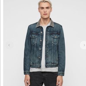 ALLSAINTS indeep denim trucker jacket corduroy collar NWOT size Large